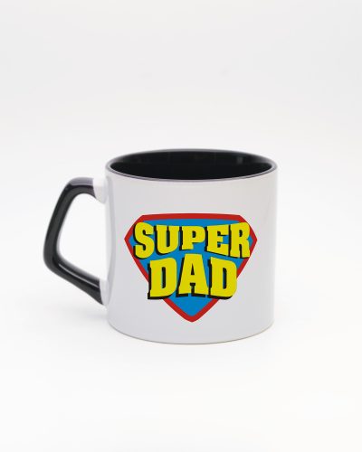 Siyah kulplu ve içi siyah Super Dad İsimli Moka Kupa, arka yüz